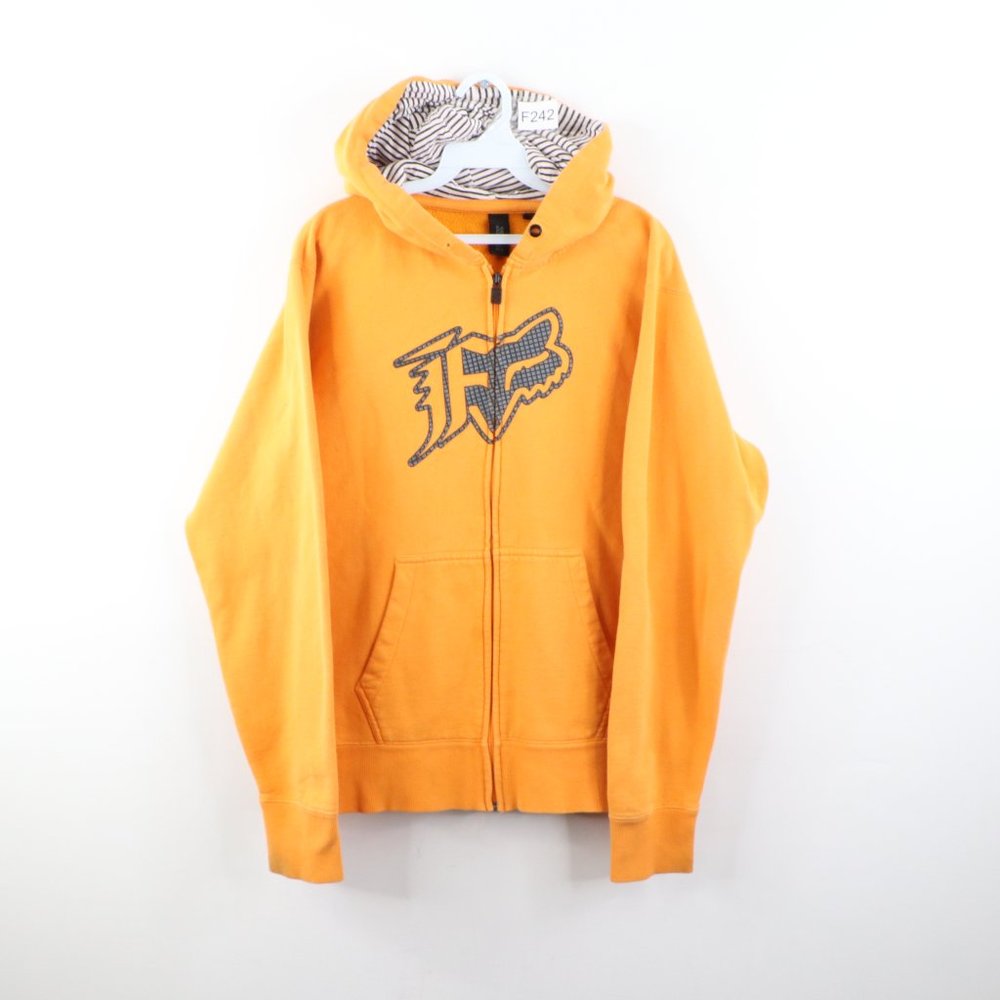 Vintage Fox Racing Logo Zip Hoodie Sweatshirt